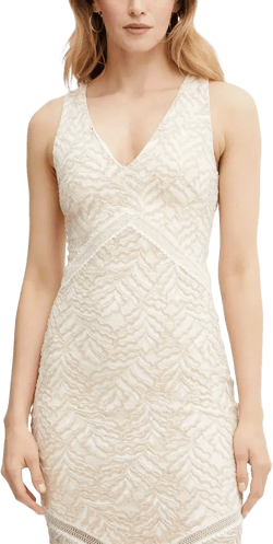 lace-insert V-neck midi dress