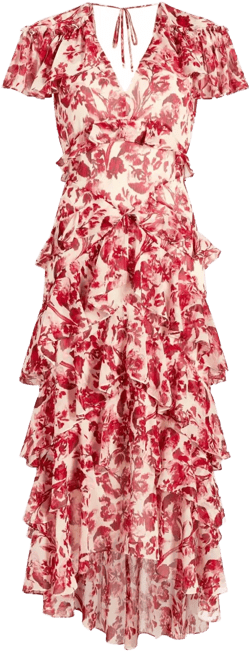 floral ruffled midi dress