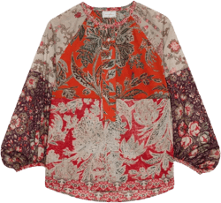 Dante patchwork balloon-sleeve shirt