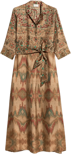 floral-print belted maxi dress