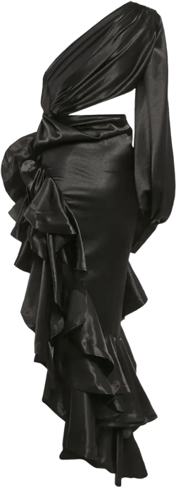 one-shoulder ruffled asymmetric dress