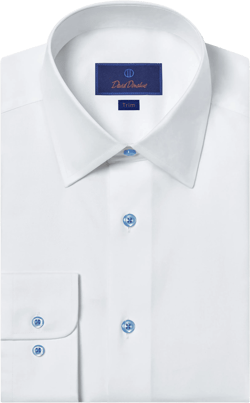 David Donahue Trim Fit Solid Cotton Dress Shirt
