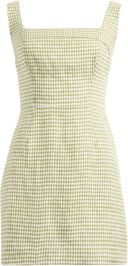 Reformation Celosia Sleeveless Check Linen Minidress