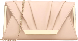 KKXIU Charming Pleated Satin Clutch Evening Purse and Handbag for Women Leather Crossbody Wedding Party Bridal Bag (Pink)
