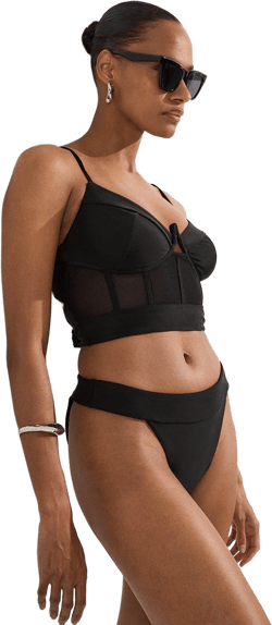 Panelled Mesh Cup Bikini Bottom | Karen Millen