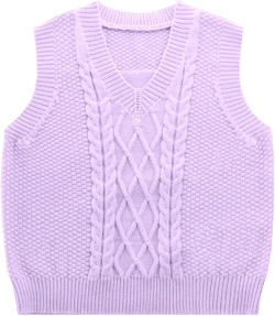 SEAUR Toddler Kids Sweater Vest V Neck Cable Knit Argyle Sweater Vest Boys Girls Sleeveless Uniform School Pullover Knitwear 3-4T Purple