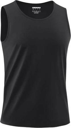 MAGNIVIT Mens Tank Top UPF50+ Summer Sleeveless Muscle Shirts Cotton Blend Casual Tee Cooling Gym Workout Shirts Black Medium