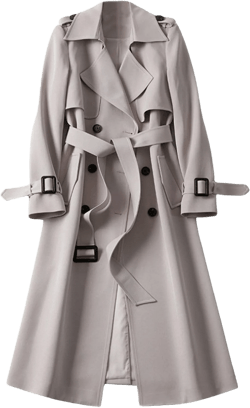 CHARTOU Women Double Breasted Mid Long Trench Coat with Belt Lightweight Windbreaker Long Duster Trenchcoat (Small,Beige)