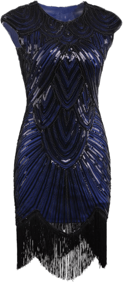 Vijiv Women's 1920s Vintage Embellished Sequin Beaded Flapper Evening Dress