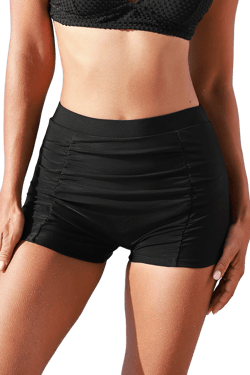 Black High-Waisted Tummy Control Swim Shorts - M
