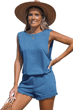 Woke Up Like This Blue Cover-Up Romper - XL