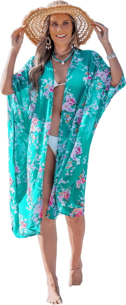Lush Veil Floral Cover-Up Kimono - XL