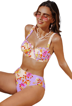 In Technicolor Floral Bikini Set - L
