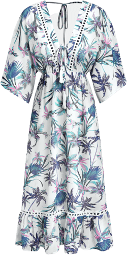 Meadow Breeze Tropical Cover-Up Maxi Dress - XL