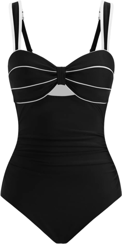Classic Contrast Tummy Control One-Piece Swimsuit - XS