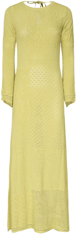 lace-insert long-sleeve dress
