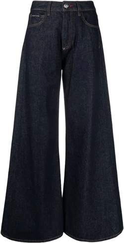 logo-patch wide-leg jeans
