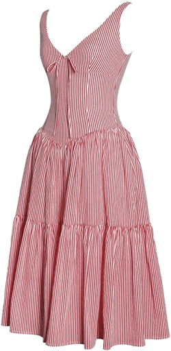 Women's Oceana Red Candy Stripe Drop Waist Midi Dress