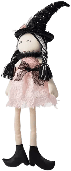 29" Halloween Pink Fabric Dressed Witch Sitter
