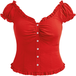 V-neck Lettuce Trim Shirred Blouse Curve & Plus