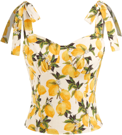 100% Cotton Sweetheart Neckline Lemon Bowknot Cami Blouse