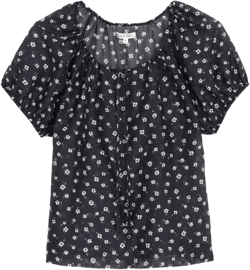 Rose Top In Floral Cotton Silk