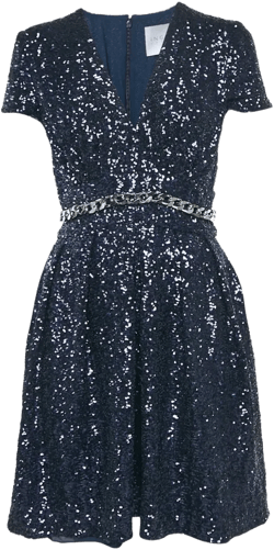 sequinned chain-belt mini dress