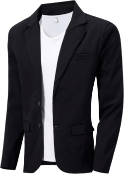 NOVOCCT Men's Plaid Slim Fit Blazer Jacket, Lightweight 2-Button Casual Sport Coat, Formal & Everyday Blazer for Men Black2 Large