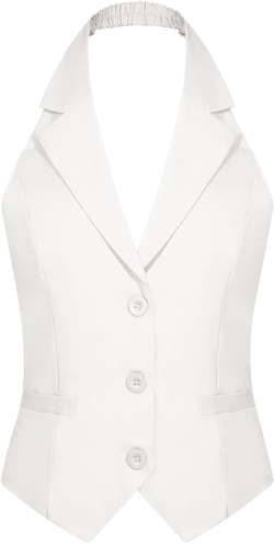 MINTLIMIT Womens Halter Neck Vest Notch Lapel Button Front Waistcoat Vintage Dressy Crop Tuxedo Suit Vests with Pockets Large White