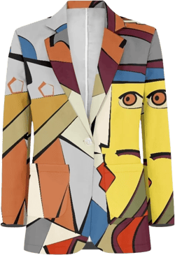 Oil Painting Printed Men Blazer Long Sleeve Blazer Jackets with Pockets Plus Size Suit Jacket Party Dress Blazer Picasso Abstract Printed X-Large