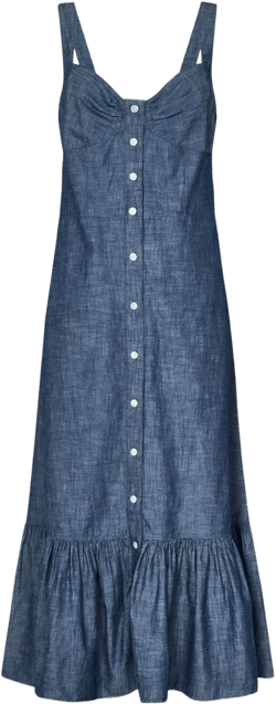 button-front tiered dress