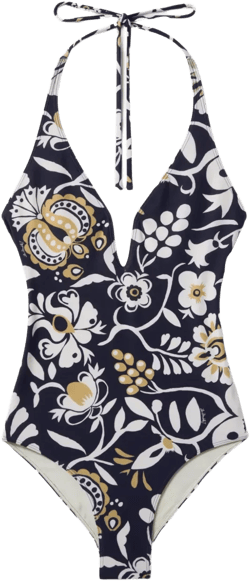 halter-neck floral swimsuit