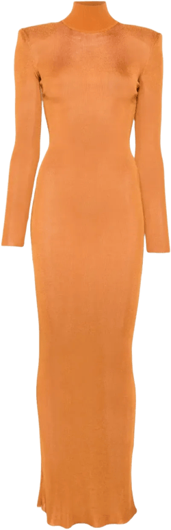 high-neck long-sleeve dress
