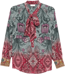 floral-print pussy-bow shirt