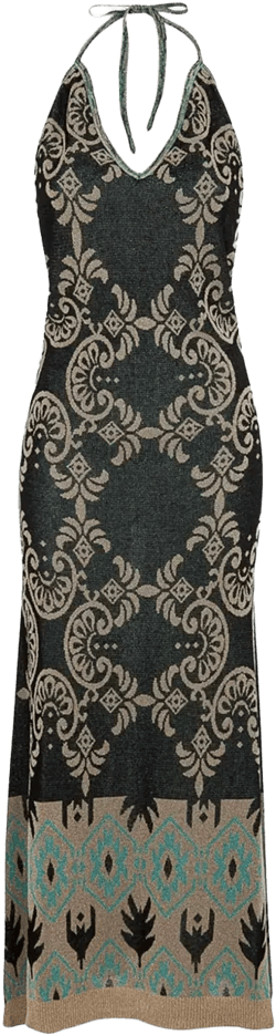 halterneck abstract-patterned dress