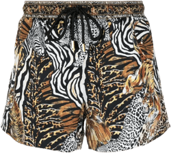 mixed animal-print swim shorts