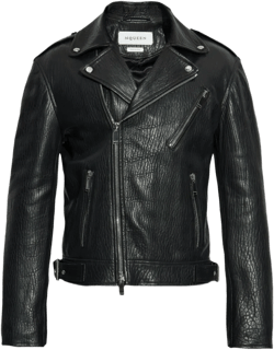 textured leather biker jacket