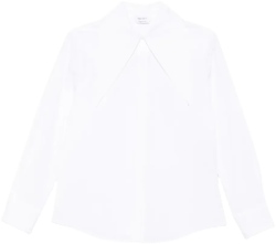oversized-collar cotton shirt