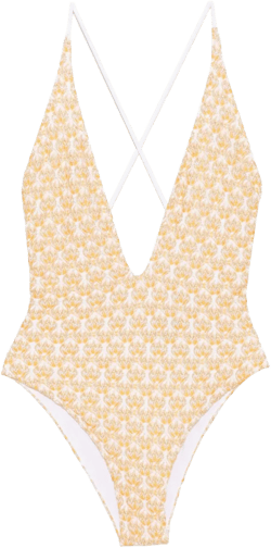 cross-back patterned swimsuit