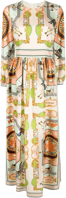 baroque-print silk dress 