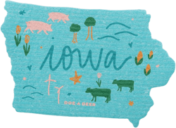 Iowa Shaped Swedish Dishcloth