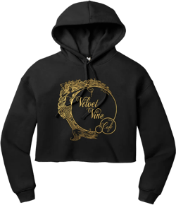Velvet Vine Gold Logo Crop Fleece Hoodie - Women's