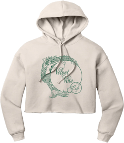Velvet Vine Green Logo Crop Fleece Hoodie - Women's