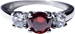 Onella: 1.25c 3 Stone Red Fire Garnet Ice CZ 316 Steel Engagement Ring