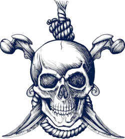 Lasting 1-2 Weeks Tattoo Juice Ink Temporary Tattoo Semi Permanent for Adults Woman Jolly Roger Skull Pirate Crossbones Jolly Flag Grunge Navy Blue that Look Real Men Women Chest Neck Arm (4 Sheets)