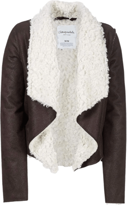 AEROPOSTALE Womens Faux Sherpa Cropped Jacket, Brown, Large