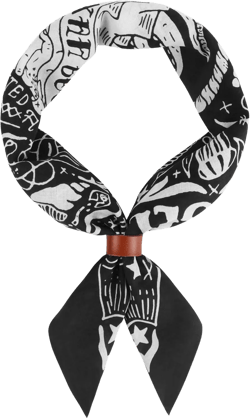 100% cotton Bandana Scarf With Leather Scarf Buckle, Retro sail pattern Neck Scarf for Men & Women Cowboy Scarves Black