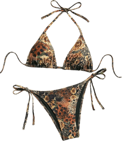 Women's Floral Printed Bikini Sets High Waist Boho Halter Summer Swimsuit Bathing Suit