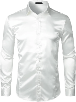 Black Slim Fit Silk Dress Shirt Men Satin Smooth Men Tuxedo Shirt Business Wedding Prom Male Casual Shirt Man's Small White