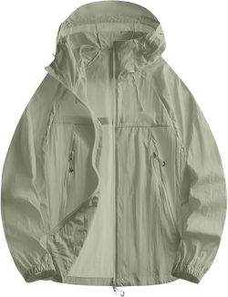 Sinzelimin Womens Sunscreen Hooded Jackets Fashion Lightweight Solid Color Zipper Breathable Comfy Hoodies Coat Sport Outwear Light Green X-Large